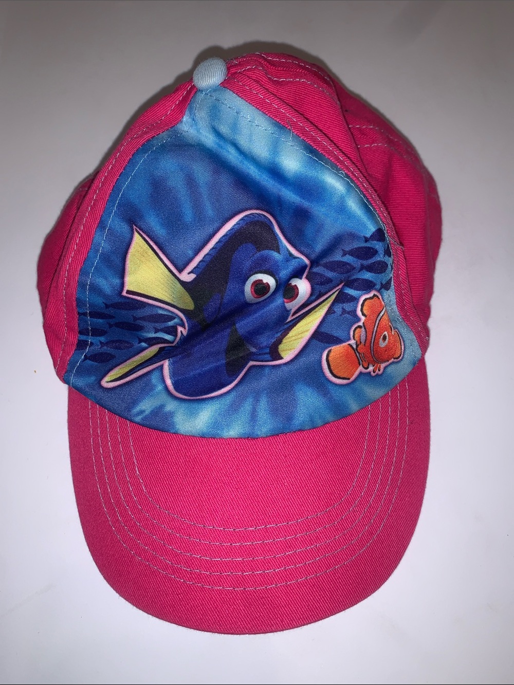 Kids Pink Baseball Cap with Blue Dory & Orange Clownfish Panel